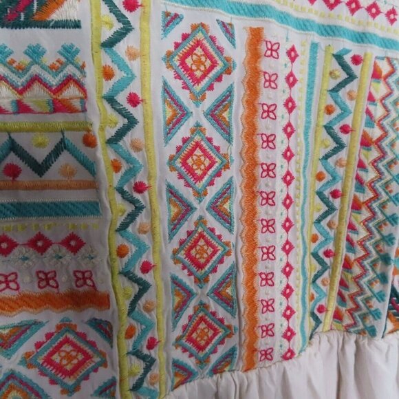 Savanna Jane Top Medium Embroidered Boho Long Sleeve Ruffles Blouse White - Picture 3 of 10